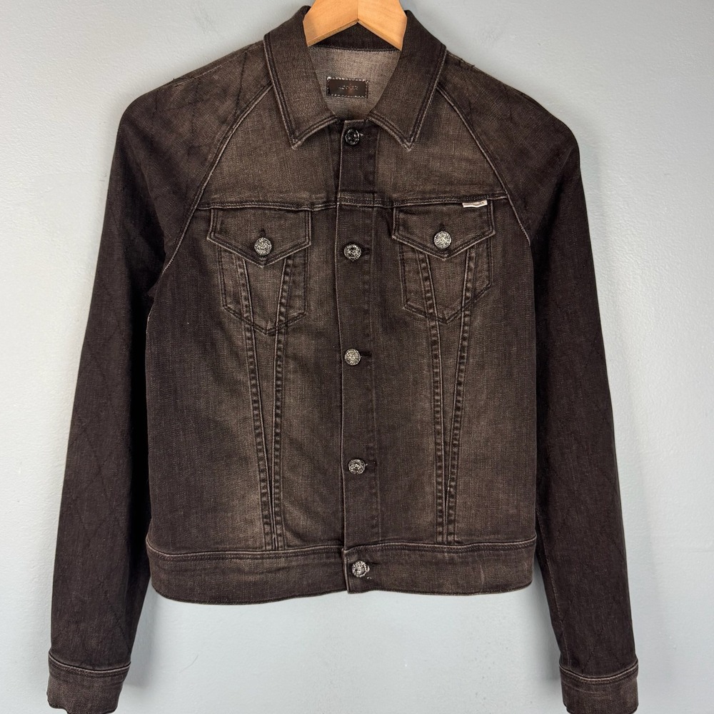 MOTHER Speedster Bully Womens Large Black Washed Denim Jean Jacket Pockets - Picture 2 of 10
